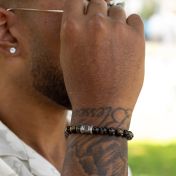 Green Tiger Eye Men Bracelet with Nano Bible [Sterling Silver]