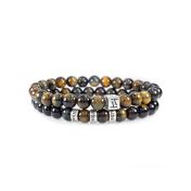 Classic Green Tiger Eye Men Bracelet - Sterling Silver