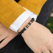 Pulsera de Mujer de Ojo de Tigre Verde con Nombre [Plata de Ley]