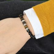 Pulsera de Mujer de Ojo de Tigre Verde con Nombre [Plata de Ley]