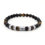 Compass Men Name Bracelet with Green Tiger Eye Stones 