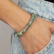 Kompass Damenarmband aus Türkis mit Gravur [Sterlingsilber]