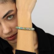 Kompass Damenarmband aus Türkis mit Gravur [Sterlingsilber]