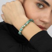 Bracelet Turquoise avec Prénoms pour Femme - Argent