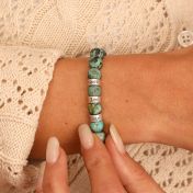 Bracelet Turquoise avec Prénoms pour Femme - Argent