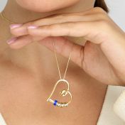 Banden van het Hart Naam Ketting met Blauwe Bedel [18K Goud Verguld]