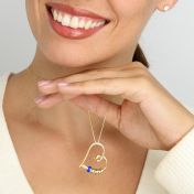 Banden van het Hart Naam Ketting met Blauwe Bedel [18K Goud Verguld]