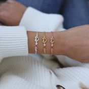 Birthstone bracelets with a heart and Swarovski crystals (3mm)