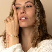 Herringbone Birthstone Bracelet with Heart Charm [18K Gold Plated]
