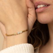 Herringbone Birthstone Bracelet with Heart Charm [18K Gold Plated]