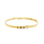 Herringbone Birthstone Bracelet with Heart Charm [18K Gold Plated]