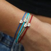 Ties of Heart Initial Bracelet - Blue Cord [Sterling Silver]