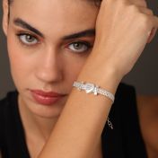 Verzaubertes Milanaise Armband mit Gravur - Herz Charm [Sterlingsilber]
