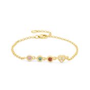 Pulsera de Piedra de Nacimiento Estrellas Encantadas con Colgante de Corazón [Bañado en Oro de 18K]