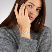 Herzensbindungen Armband mit Milanaise Kette und Landkarte [Sterlingsilber] 