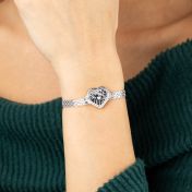 Ties of Heart Silhouette Map Bracelet with Milanese Chain [Silver]