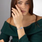 Herzensbindungen Silhouette Armband mit Milanaise Kette und Landkarte [Sterlingsilber]