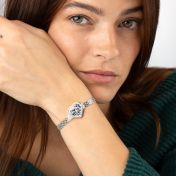 Ties of Heart Silhouette Map Bracelet with Milanese Chain [Silver]