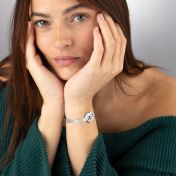 Herzensbindungen Silhouette Armband mit Milanaise Kette und Landkarte [Sterlingsilber]