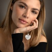 Ties of Heart Engraved Map Necklace With 1 Ct Diamond [14 Karat White Gold]