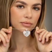 Ties of Heart Engraved Map Necklace With 1 Ct Diamond