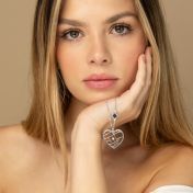 Ties of Heart Map Necklace with Nano Bible [Sterling Silver]