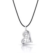 Ties of Heart Map Necklace – [Sterling Silver / Black Cord]