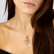 Collier Carte Liens du Cœur orné d’un Nœud avec Diamant - Plaqué Or 18ct