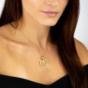 Collier Carte Liens du Cœur orné d’un Nœud avec Diamant - Plaqué Or 18ct