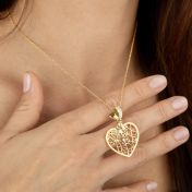 Collier Carte Liens du Cœur orné d’un Nœud avec Diamant - Plaqué Or 18ct