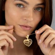 Collier Carte Liens du Cœur orné d’un Nœud avec Diamant - Plaqué Or 18ct