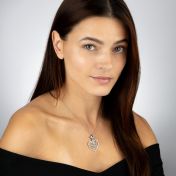 Ties of Heart Map Necklace with Diamond Bow [Sterling Silver]