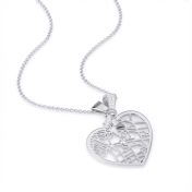 Ties of Heart Map Necklace with Diamond Bow [Sterling Silver]