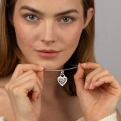 Ties of Heart Map Necklace with Photo Pendant [Sterling Silver]