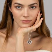 Ties of Heart Map Necklace with Photo Pendant [Sterling Silver]