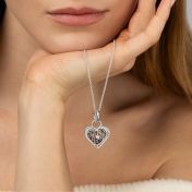Ties of Heart Map Necklace with Photo Pendant [Sterling Silver]