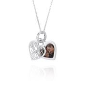 Ties of Heart Map Necklace with Photo Pendant [Sterling Silver]