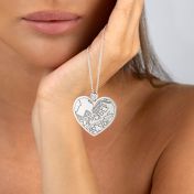 Ties of Heart Engraved Map Necklace with Diamond [Sterling Silver]