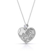 Ties of Heart Engraved Map Necklace with Diamond [Sterling Silver]