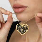 Ties of Heart Silhouette Map Necklace [14 Karat Gold]