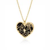 Ties of Heart Silhouette Map Necklace [14 Karat Gold]
