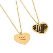 Ties of Heart Silhouette Map Necklace [14 Karat Gold]
