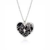 Ties of Heart Silhouette Map Necklace [14 Karat White Gold]