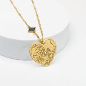 Ties of Heart Engraved Map Necklace with Nano Bible [18K Gold Vermeil]