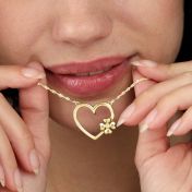 Kleeblatt Kette mit Herz [750er Gold Vermeil]