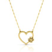 Kleeblatt Kette mit Herz [750er Gold Vermeil]