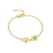 Pulsera de Piedra de Nacimiento de Corazones Infinitos [Bañada en Oro de 18K]