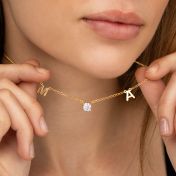 Helena Initials Necklace with 1 ct Diamond [18K Gold Vermeil]