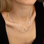Helena Initials Necklace with 1 ct Diamond [Sterling Silver]