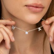 Helena Initials Necklace with 1 ct Diamond [Sterling Silver]
